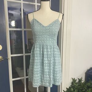Society Girl  Eyelet Mini Dress Cloud Blue Size 13